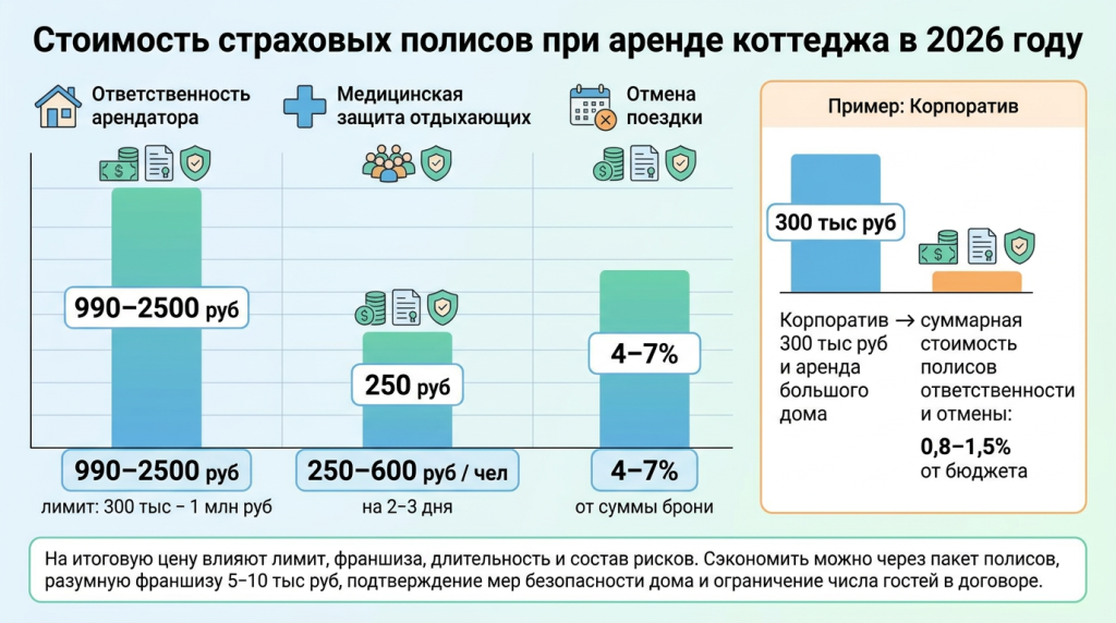 Стоимость страховых полисов при аренде коттеджа